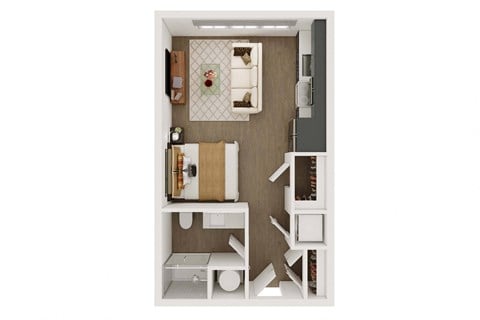 Floor plan for studio, 1 bath, 456 sqft